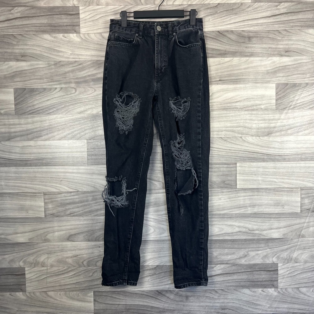 BDG Urban Outfitters Mom Jeans Womens 26 Black Denim High-Rise Distressed Grunge